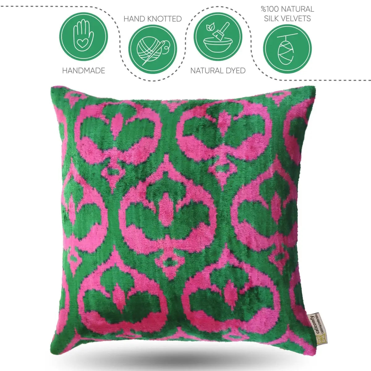 Canvello Decorative Green Pink Pillows For Couch with Down Insert - 18x18 - Canvello