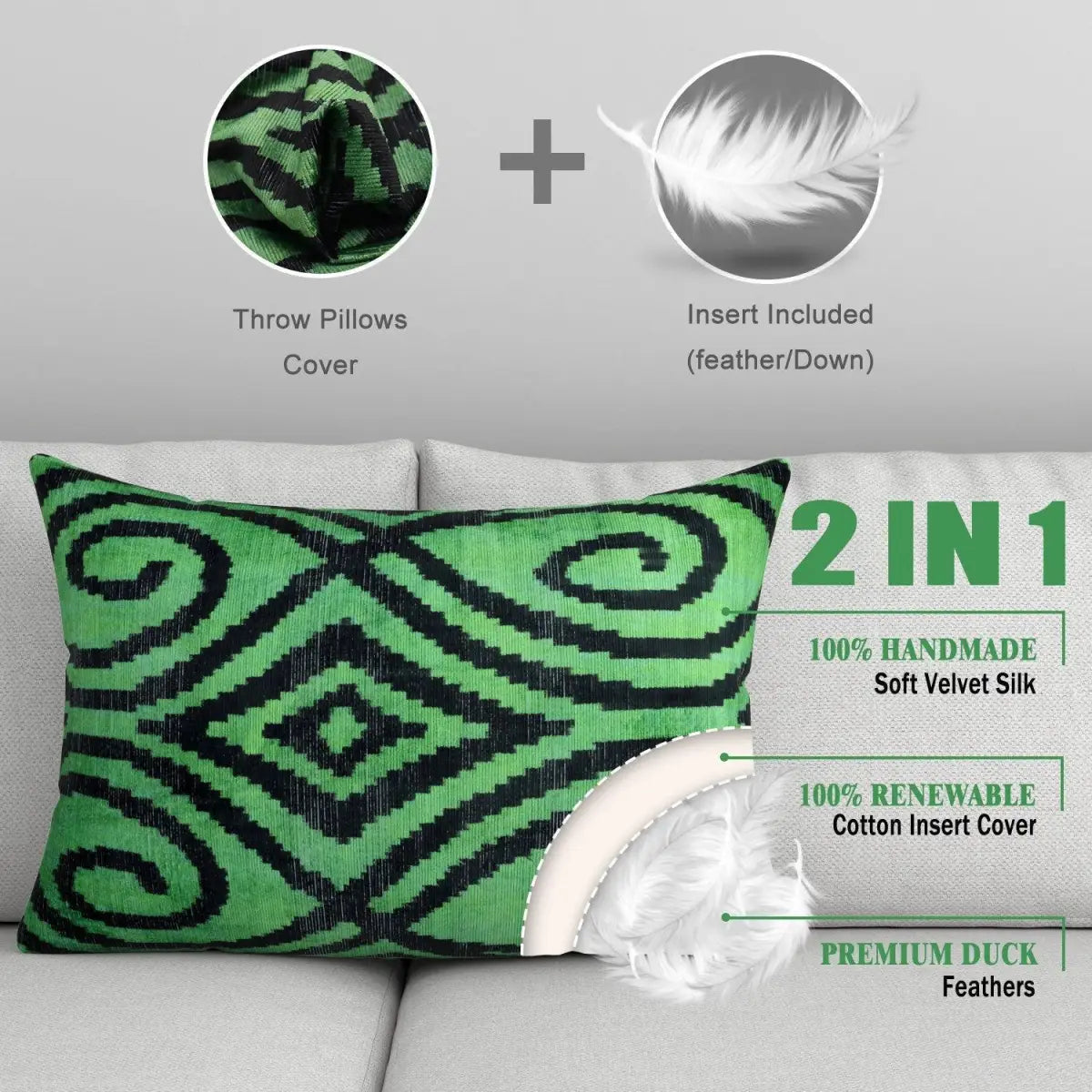 Canvello Decorative Green Throw Pillows for Couch - 16x24 - Canvello