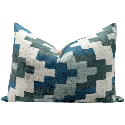 Canvello Decorative Navy Blue Gray Throw Pillow Down Filled - 16x24 - Canvello