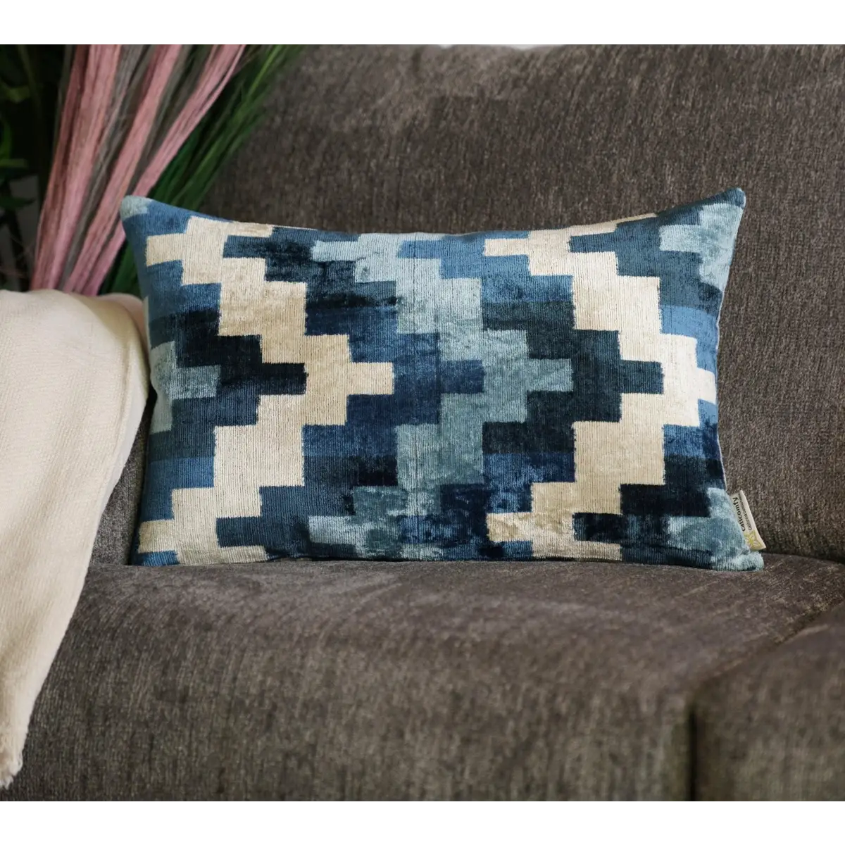 Canvello Decorative Navy Blue Throw Pillow Down Filled - 16x24 - Canvello