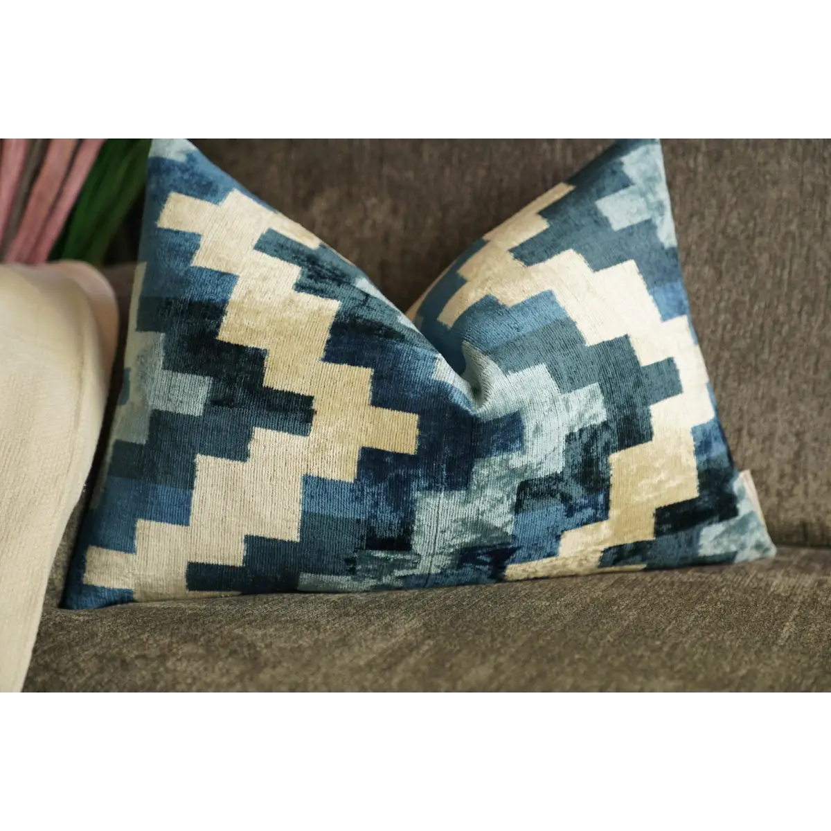 Canvello Decorative Navy Blue Throw Pillow Down Filled - 16x24 - Canvello
