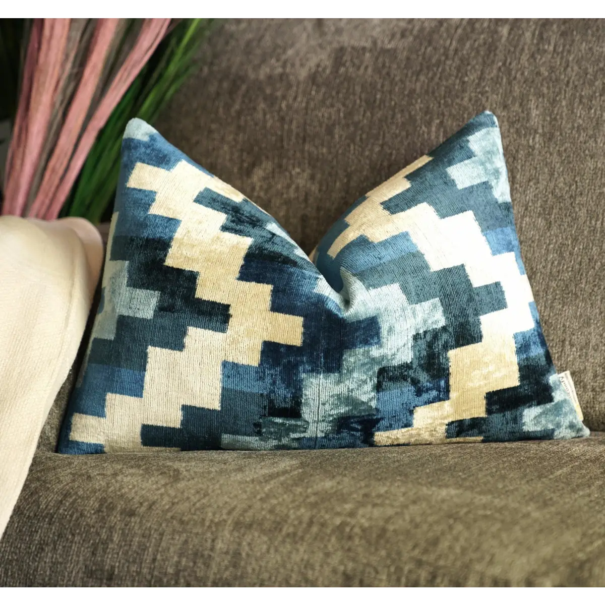 Canvello Decorative Navy Blue Throw Pillow Down Filled - 16x24 - Canvello