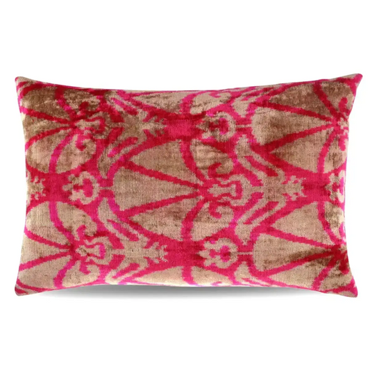 Canvello Decorative Pink Beige Geometric Throw Pillow Down Feather Filled - 16x24 - Canvello
