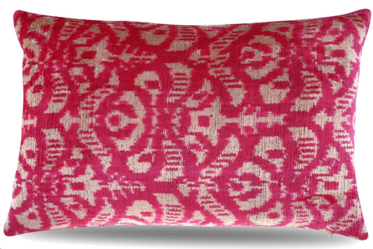 Almohada decorativa geométrica Canvello de color rosa y beige con relleno de plumas - 16 x 24 pulgadas