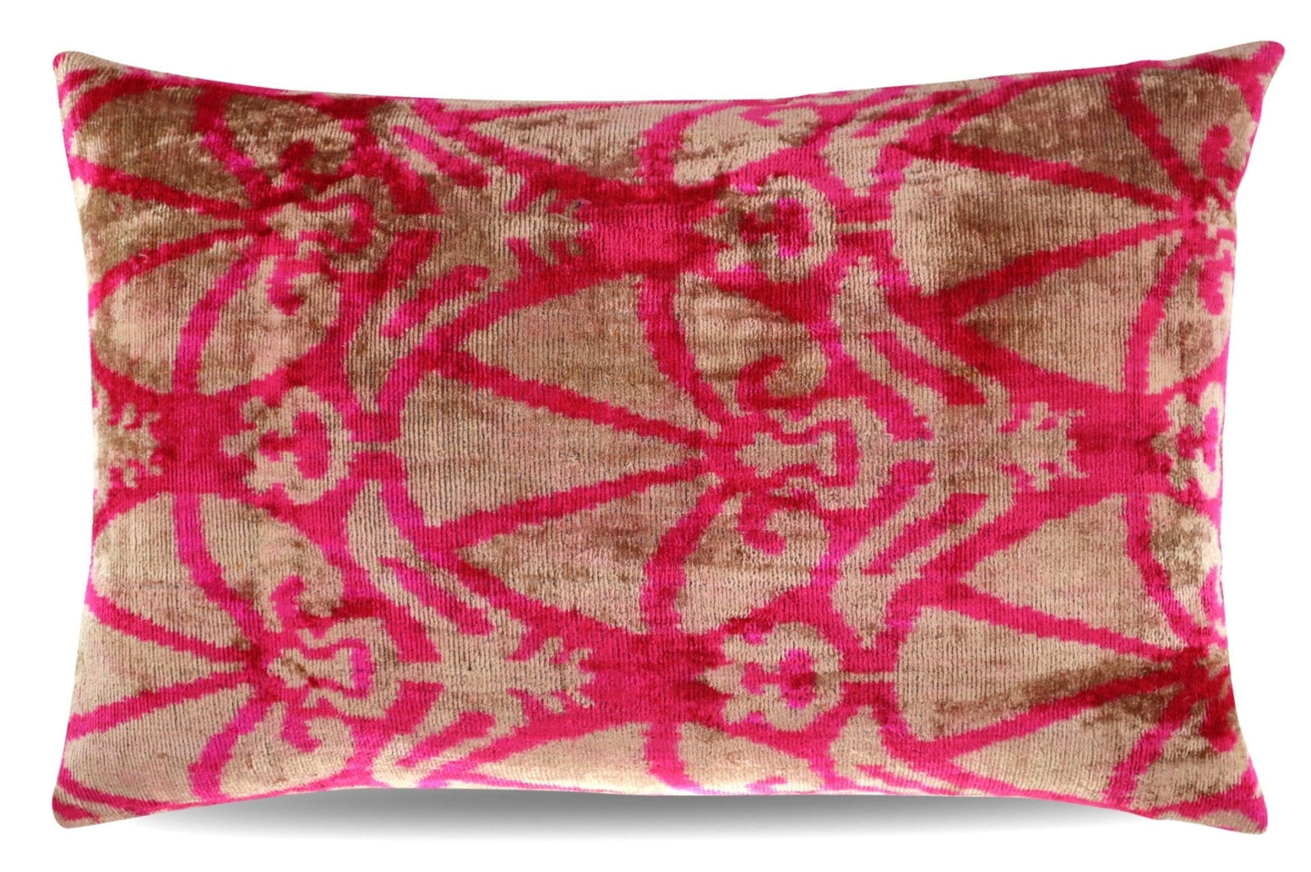 Almohada decorativa geométrica Canvello de color rosa y beige con relleno de plumas - 16 x 24 pulgadas