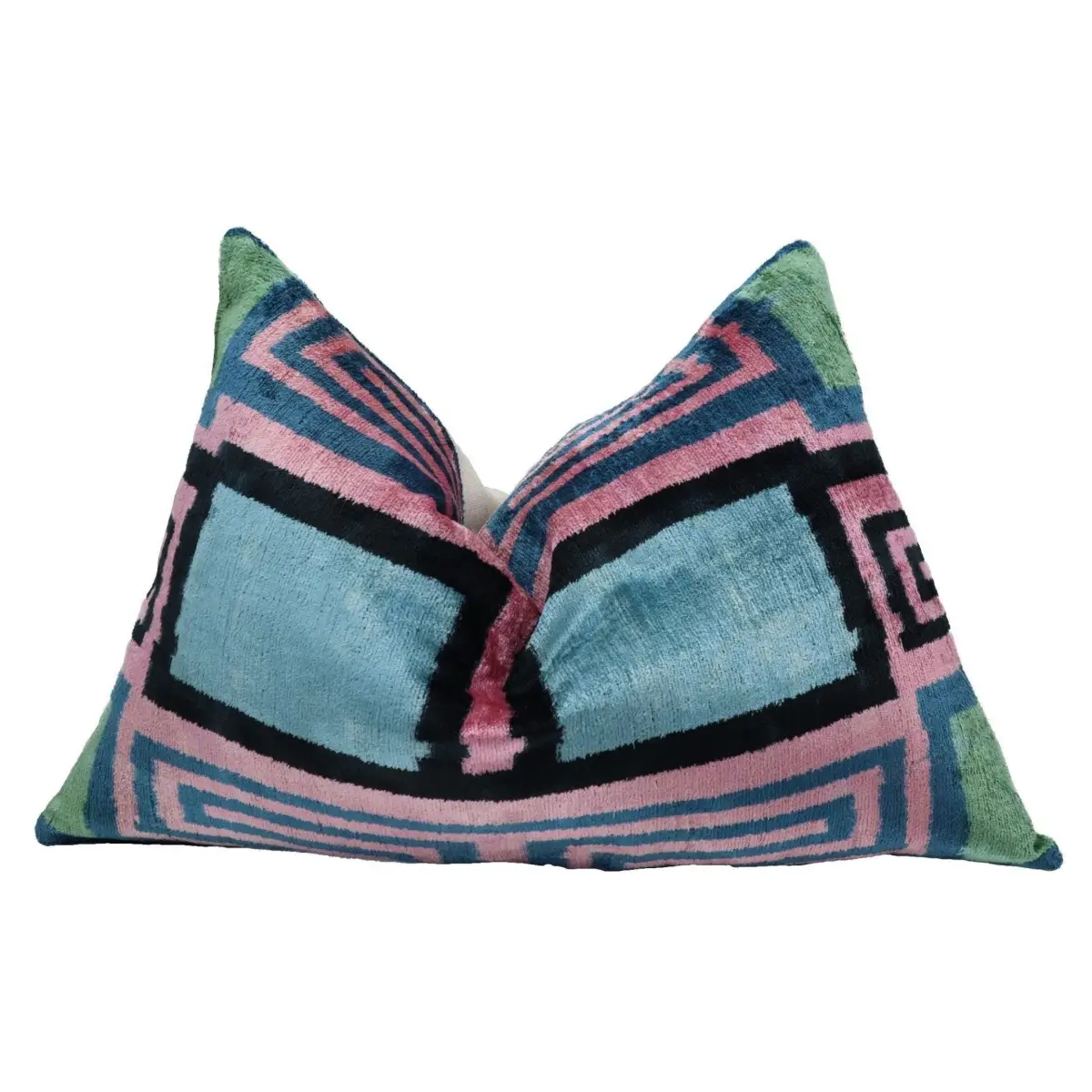 Canvello Decorative Pink Blue Lumbar Throw Pillow Down Filled - 16x24 - Canvello