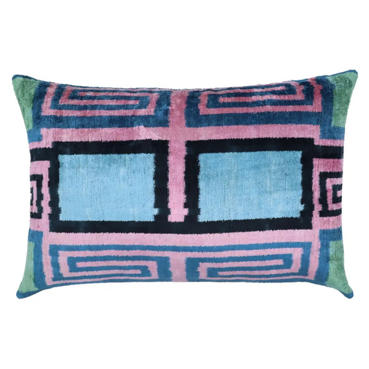 Canvello Decorative Pink Blue Lumbar Throw Pillow Down Filled - 16x24 - Canvello