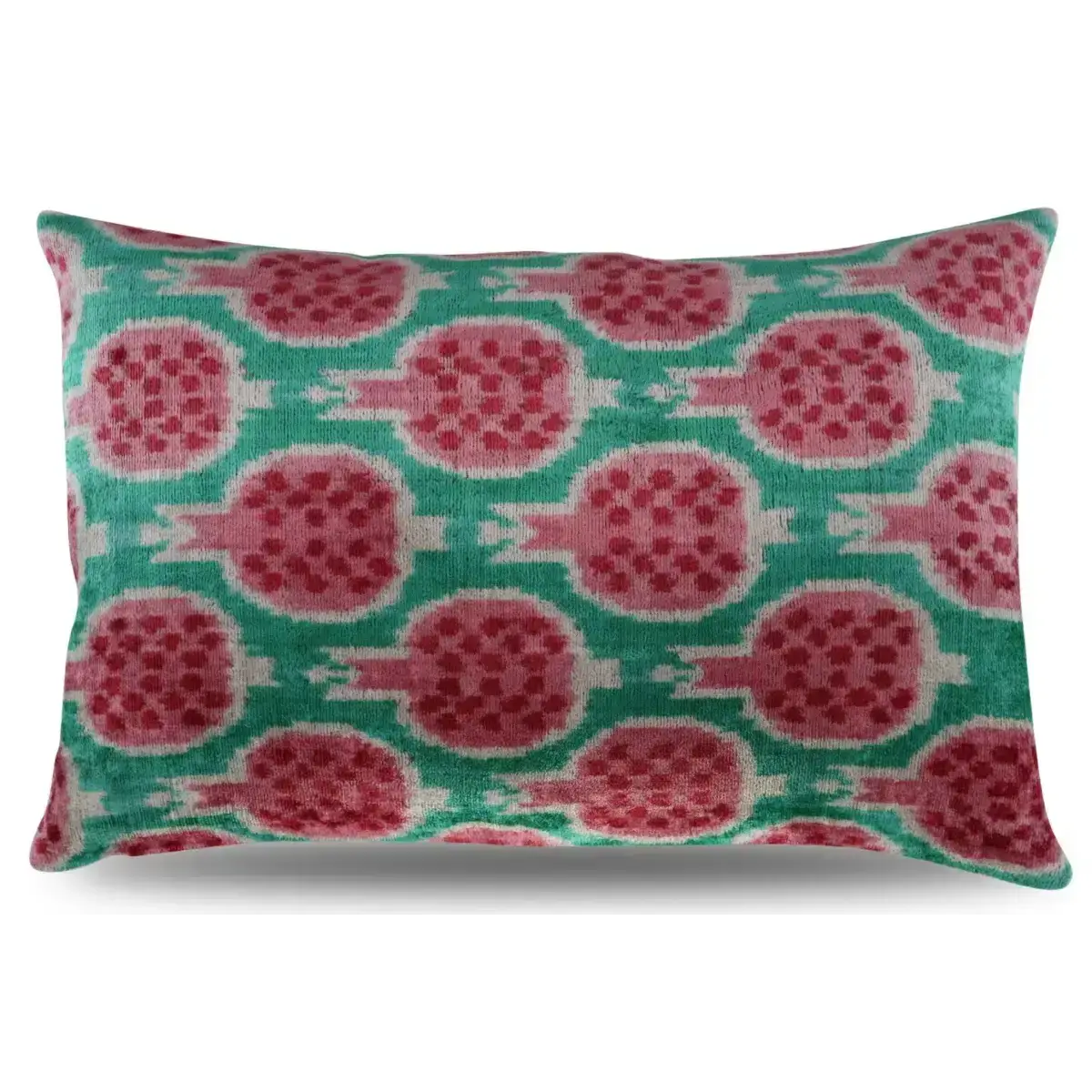 Canvello Decorative Pink Green Pomegranate Pattern Geometric Throw Pillow Down Feather Filled - 16x24 - Canvello