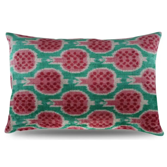 Canvello Decorative Pink Green Pomegranate Pattern Geometric Throw Pillow Down Feather Filled - 16x24 - Canvello