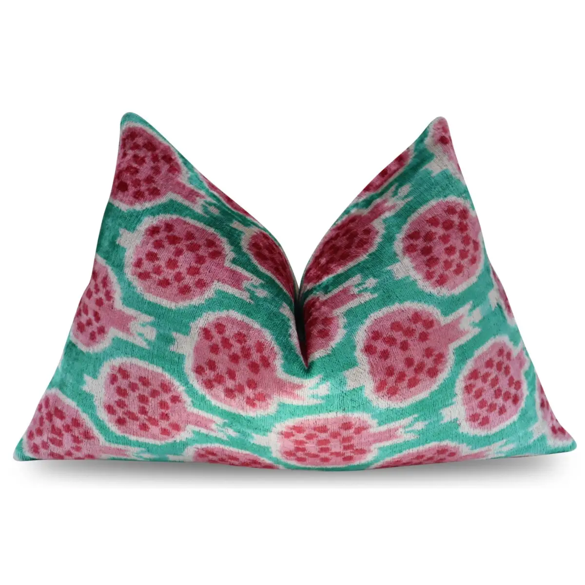 Canvello Decorative Pink Green Pomegranate Pattern Geometric Throw Pillow Down Feather Filled - 16x24 - Canvello