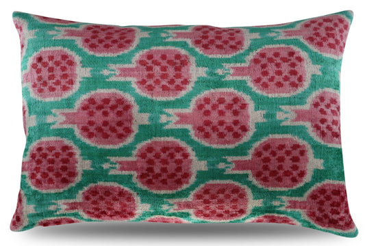 Almohada decorativa con diseño geométrico de granada, color rosa y verde, de Canvello, rellena de plumas, 40,6 x 60,9 cm