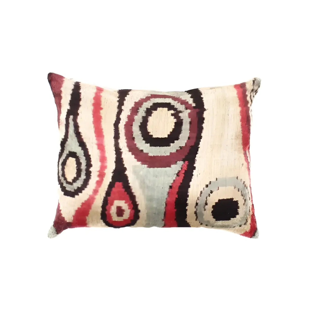 Canvello Decorative Velvet Ikat Throw Pillow - 16’’ X 20’’ - Beige - Brown - Black - Canvello