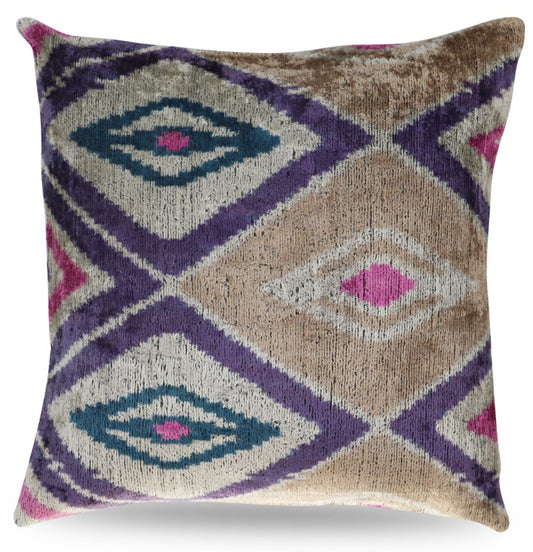 Coussin en velours turc Ikat Canvello Earth Tones - 16'' X 16'