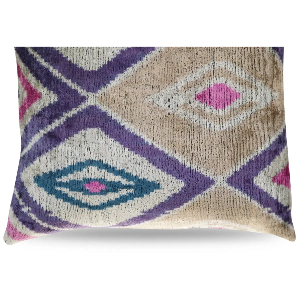 Canvello Earth Tones Velvet Turkish Ikat Pillow - 16’’ X 16’ - Earth Tone / 16’’X16’’ - Canvello