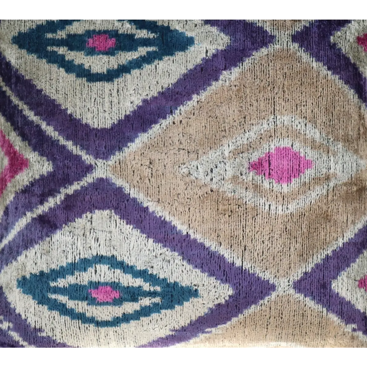 Canvello Earth Tones Velvet Turkish Ikat Pillow - 16’’ X 16’ - Earth Tone / 16’’X16’’ - Canvello