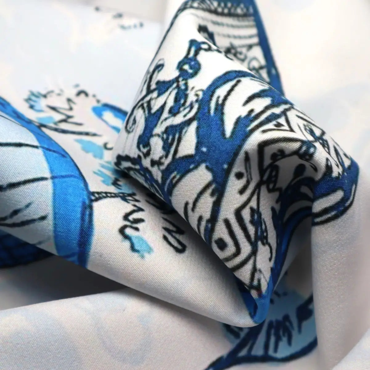 Canvello Elegance in Bloom Blue Print Silk Throw Pillow - Blue / 16x16 in - Canvello