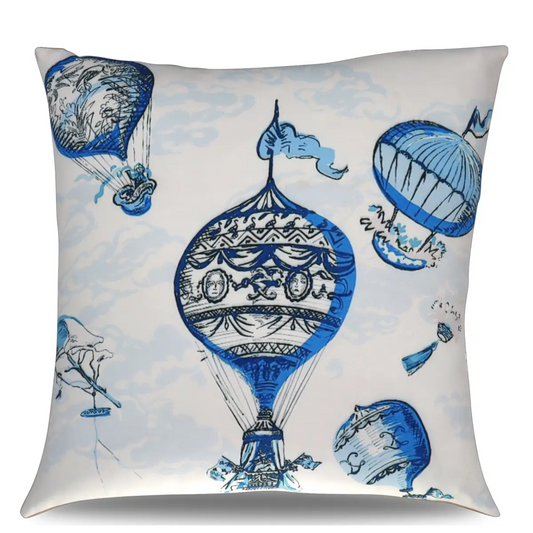 Canvello Elegance in Bloom Blue Print Silk Throw Pillow - Blue / 16x16 in - Canvello