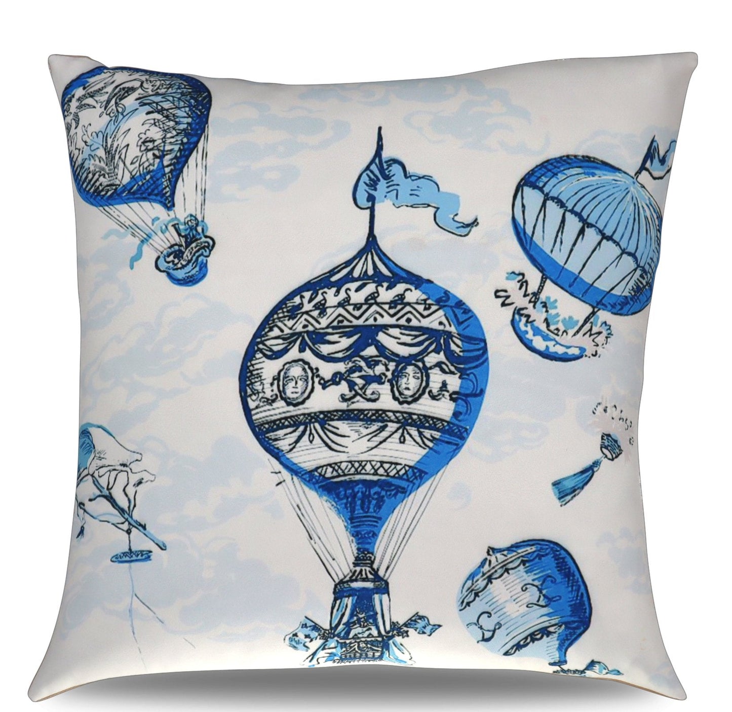 Almohada decorativa de seda con estampado azul Elegance in Bloom de Canvello