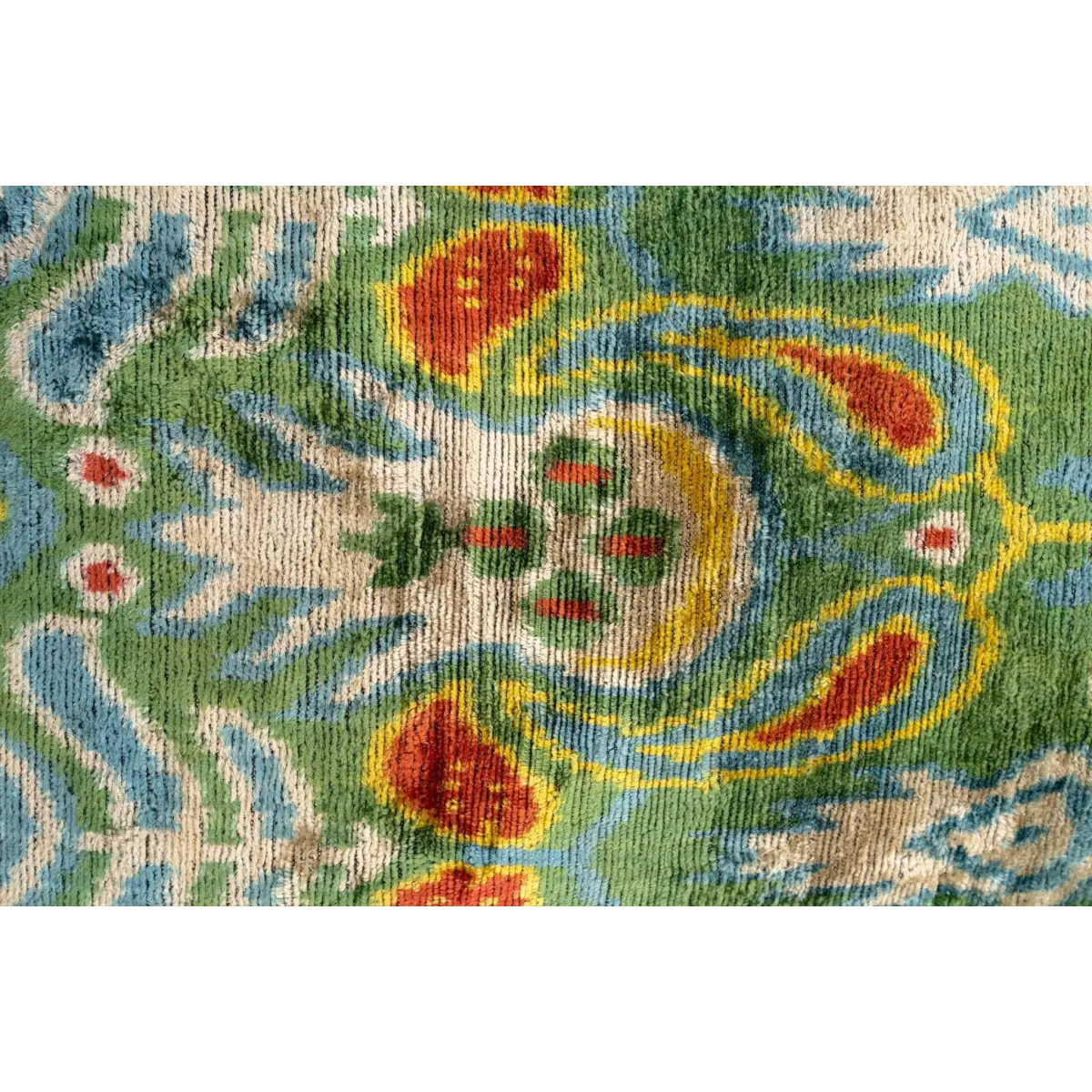 Canvello Exquisite 16x24 in Handmade Ikat Silk Velvet Pillow with Premium Down Feather Insert – Vibrant Vegetable Dyed
