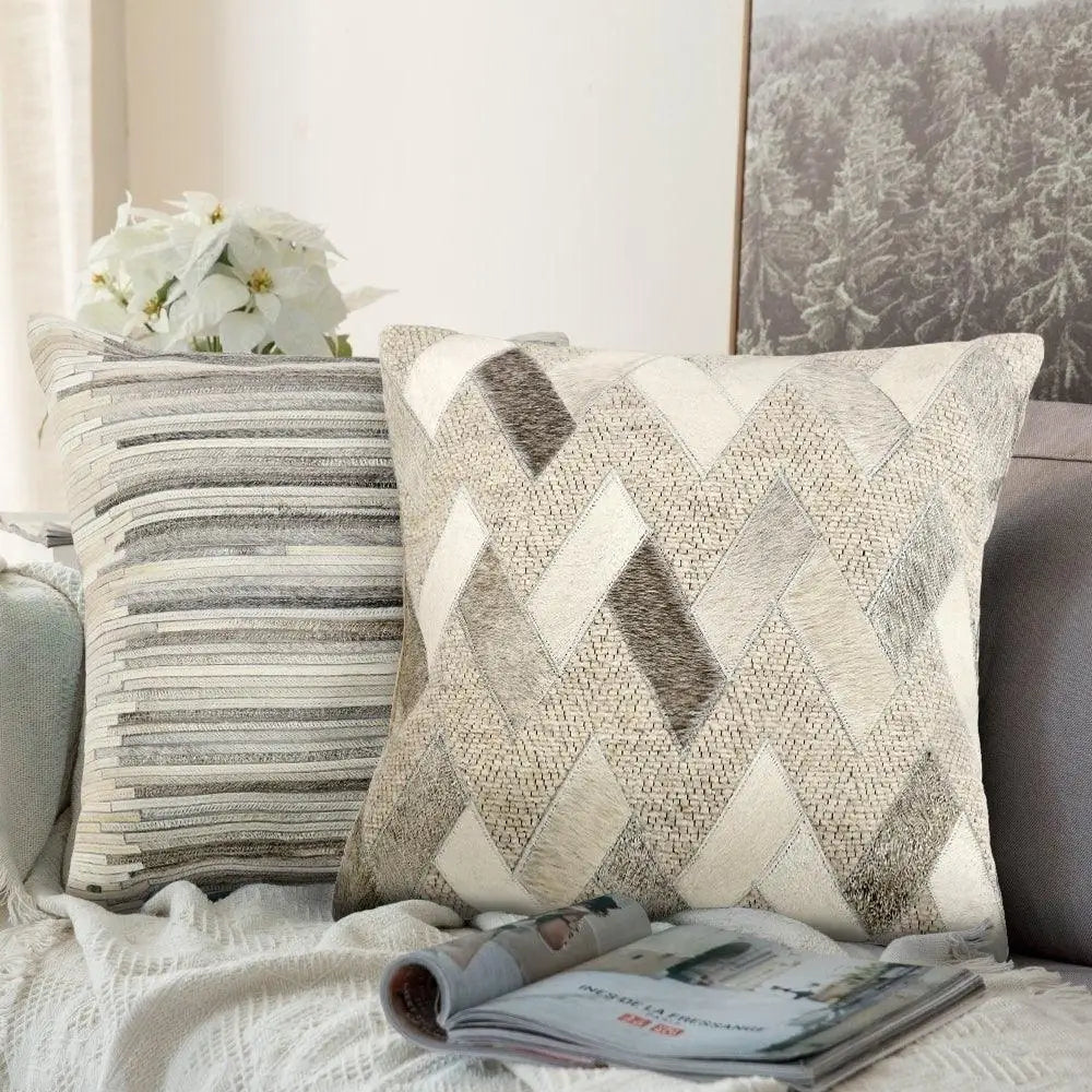 Canvello Galaxy Cowhide Throw Pillow Ivory - Ivory / 18’’ X 18’’ X 3’’ - Canvello