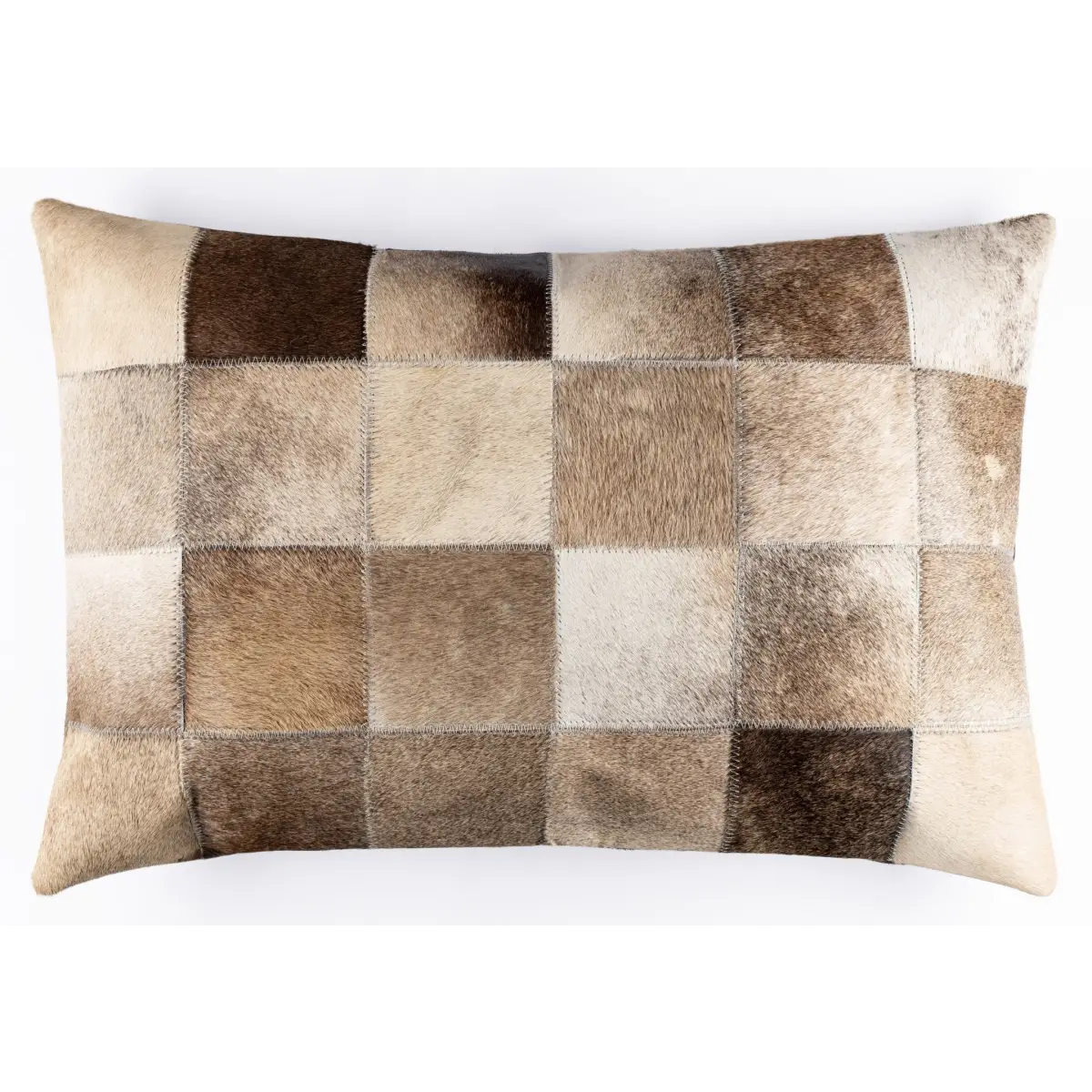 Canvello Genuine Cowhide Leather Decorative Throw Pillows - Handmade Patchwork Boho Accent Pillows For Sofa Couch Bed