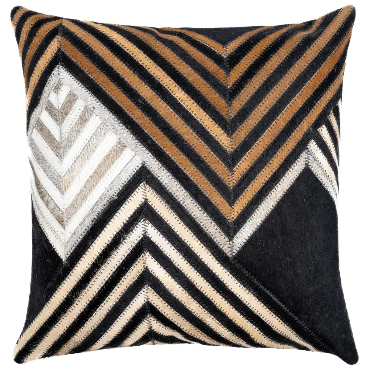 Canvello Genuine Cowhide Leather Decorative Throw Pillows - Handmade Patchwork Boho Accent Pillows For Sofa Couch Bed