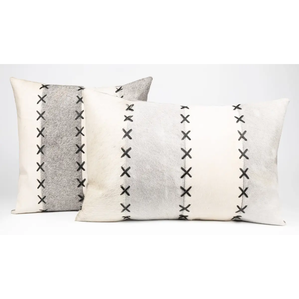 Canvello Genuine Cowhide Leather Decorative Throw Pillows - Handmade Patchwork Boho Accent Pillows For Sofa Couch Bed