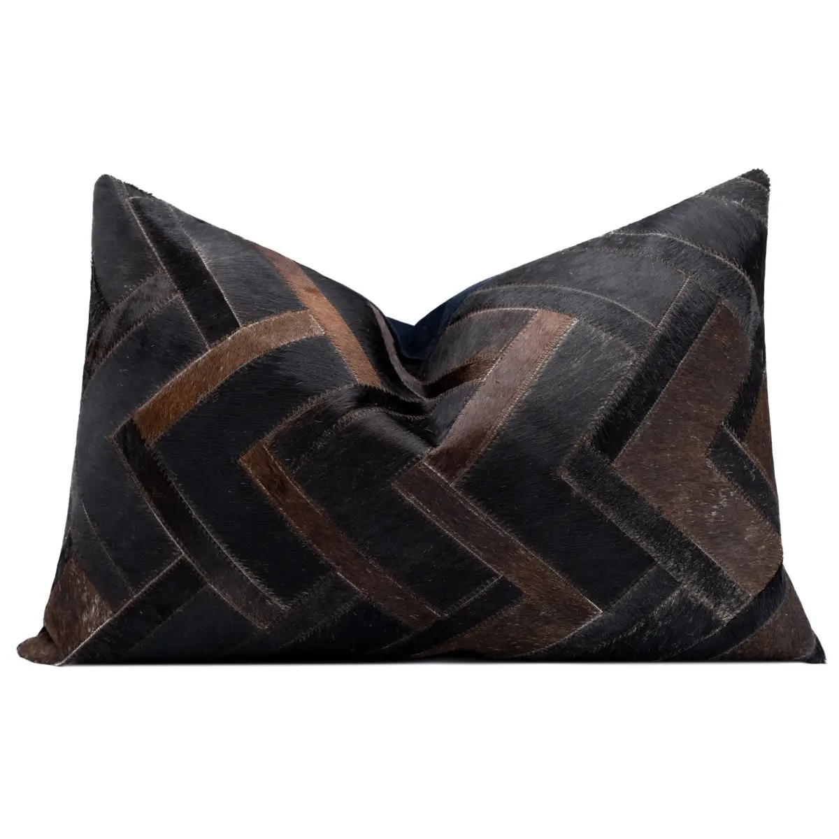 Canvello Genuine Cowhide Leather Decorative Throw Pillows - Handmade Patchwork Boho Accent Pillows For Sofa Couch Bed