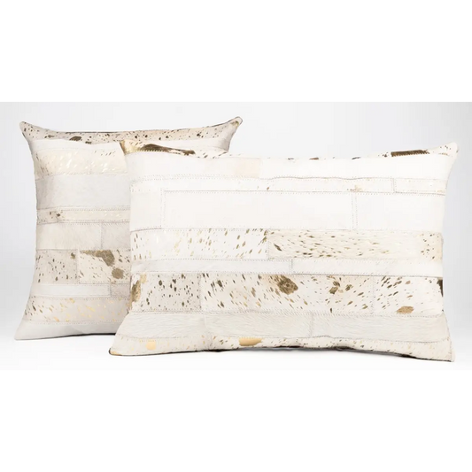 Canvello Genuine Cowhide Leather Decorative Throw Pillows - Handmade Patchwork Boho Accent Pillows For Sofa Couch Bed