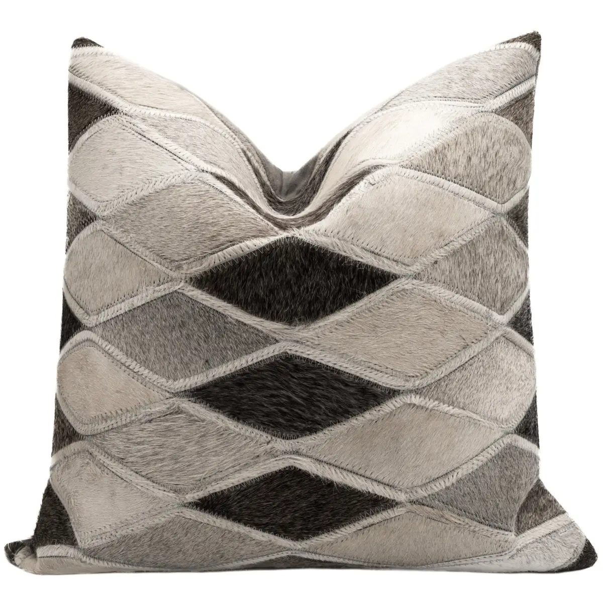 Canvello Genuine Cowhide Leather Decorative Throw Pillows - Handmade Patchwork Boho Accent Pillows For Sofa Couch Bed