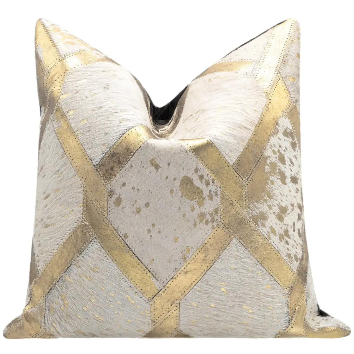 Canvello Genuine Cowhide Leather Decorative Throw Pillows - Handmade Patchwork Boho Accent Pillows For Sofa Couch Bed