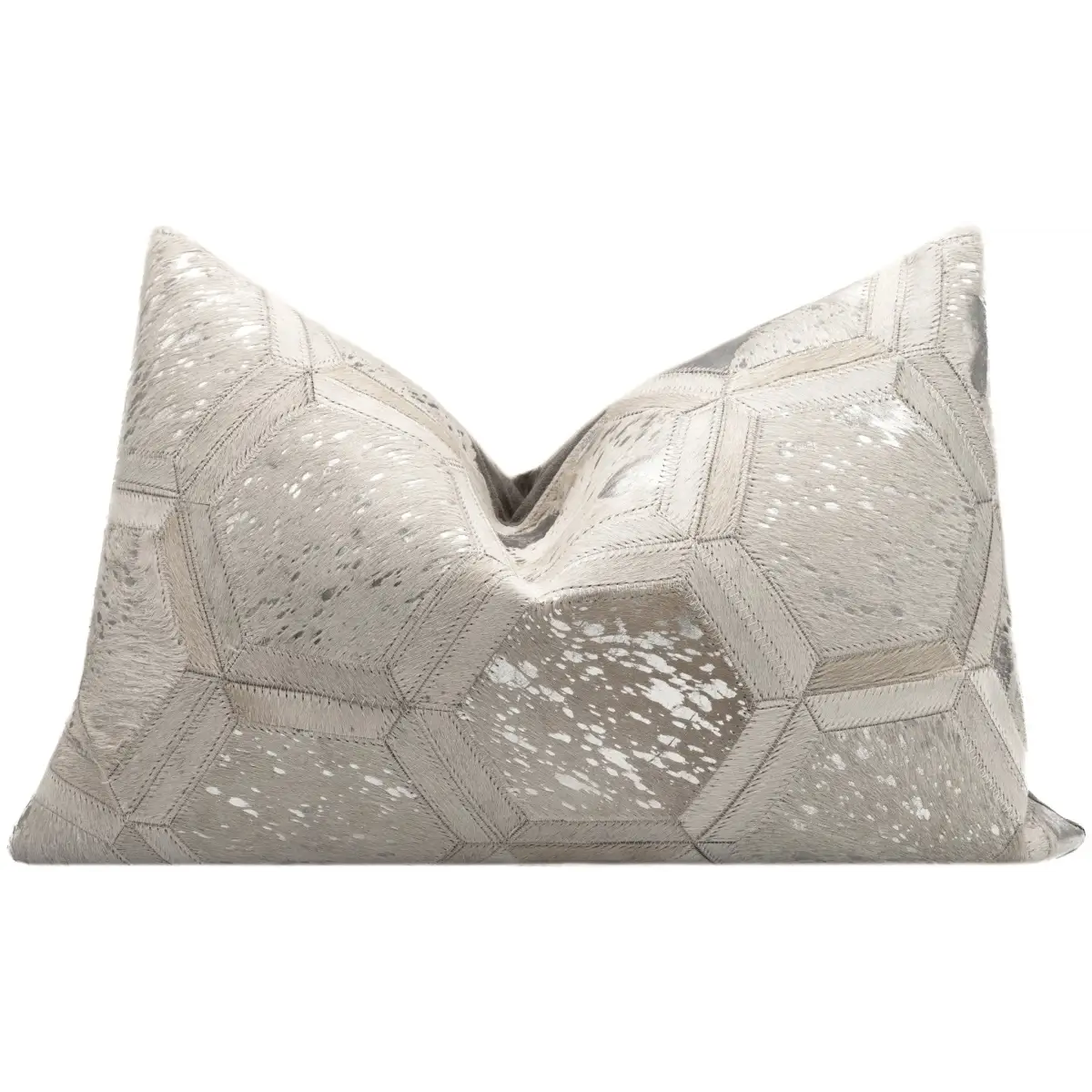 Canvello Genuine Cowhide Leather Decorative Throw Pillows - Handmade Patchwork Boho Accent Pillows For Sofa Couch Bed