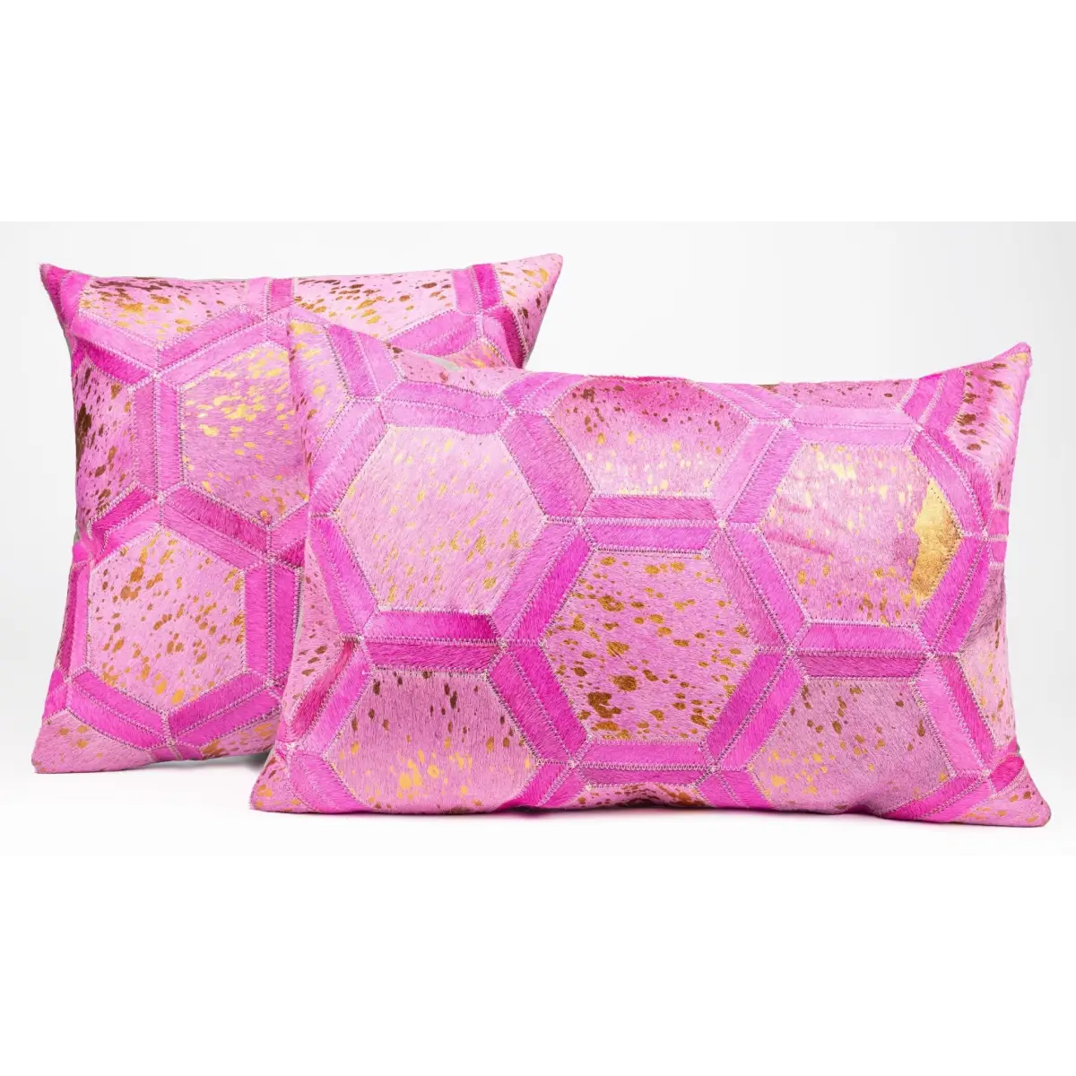 Canvello Genuine Cowhide Leather Decorative Throw Pillows - Handmade Patchwork Boho Accent Pillows For Sofa Couch Bed