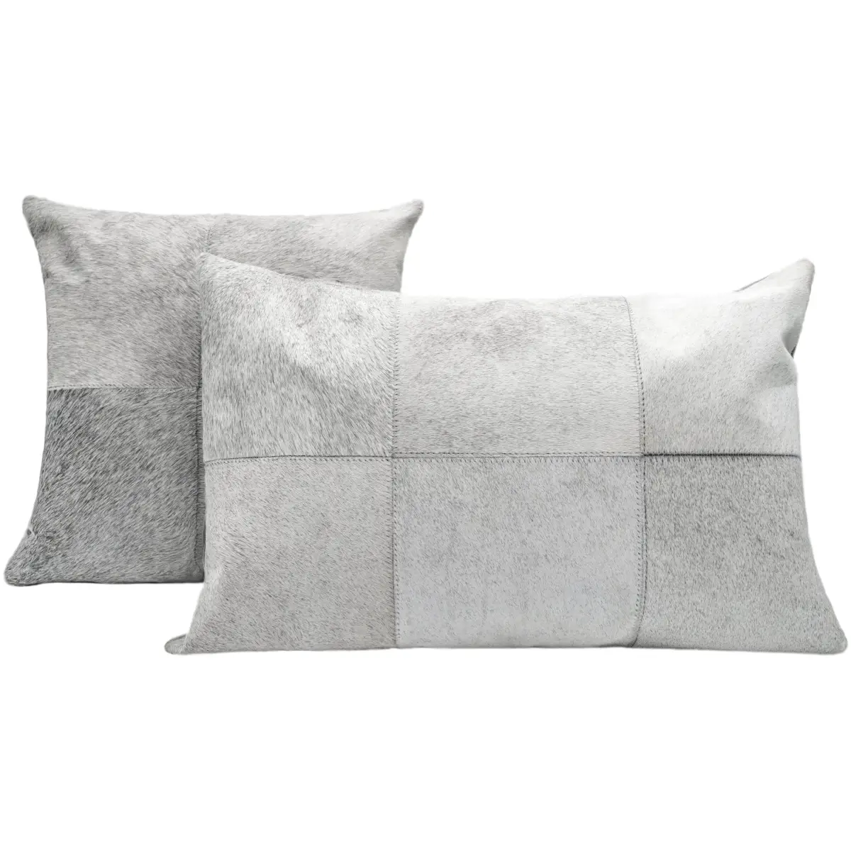 Canvello Genuine Cowhide Leather Decorative Throw Pillows - Handmade Patchwork Boho Accent Pillows For Sofa Couch Bed