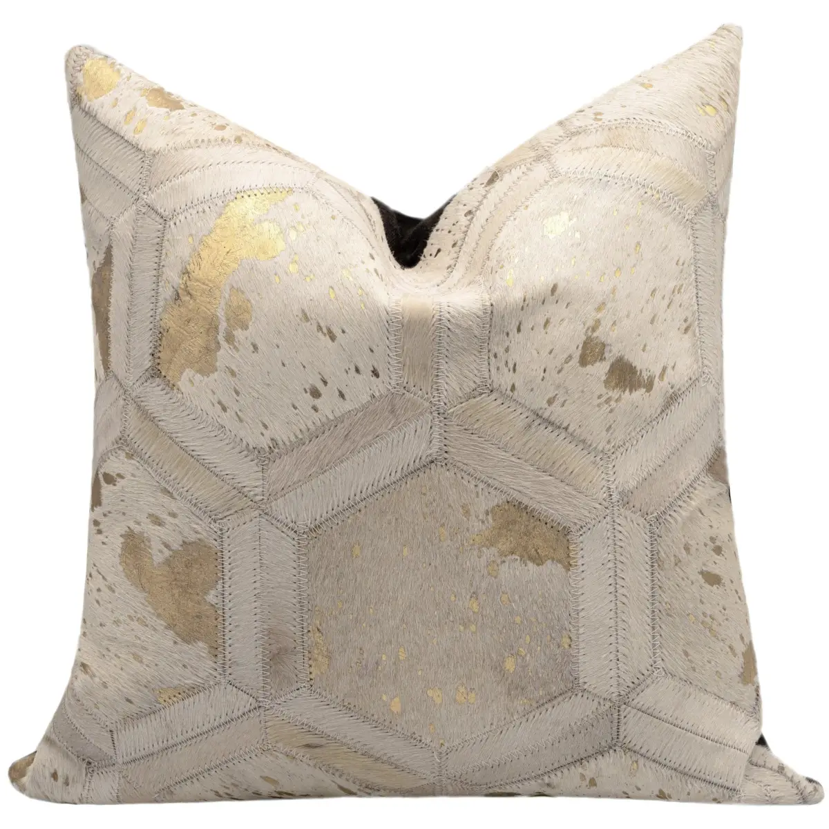 Canvello Genuine Cowhide Leather Decorative Throw Pillows - Handmade Patchwork Boho Accent Pillows For Sofa Couch Bed