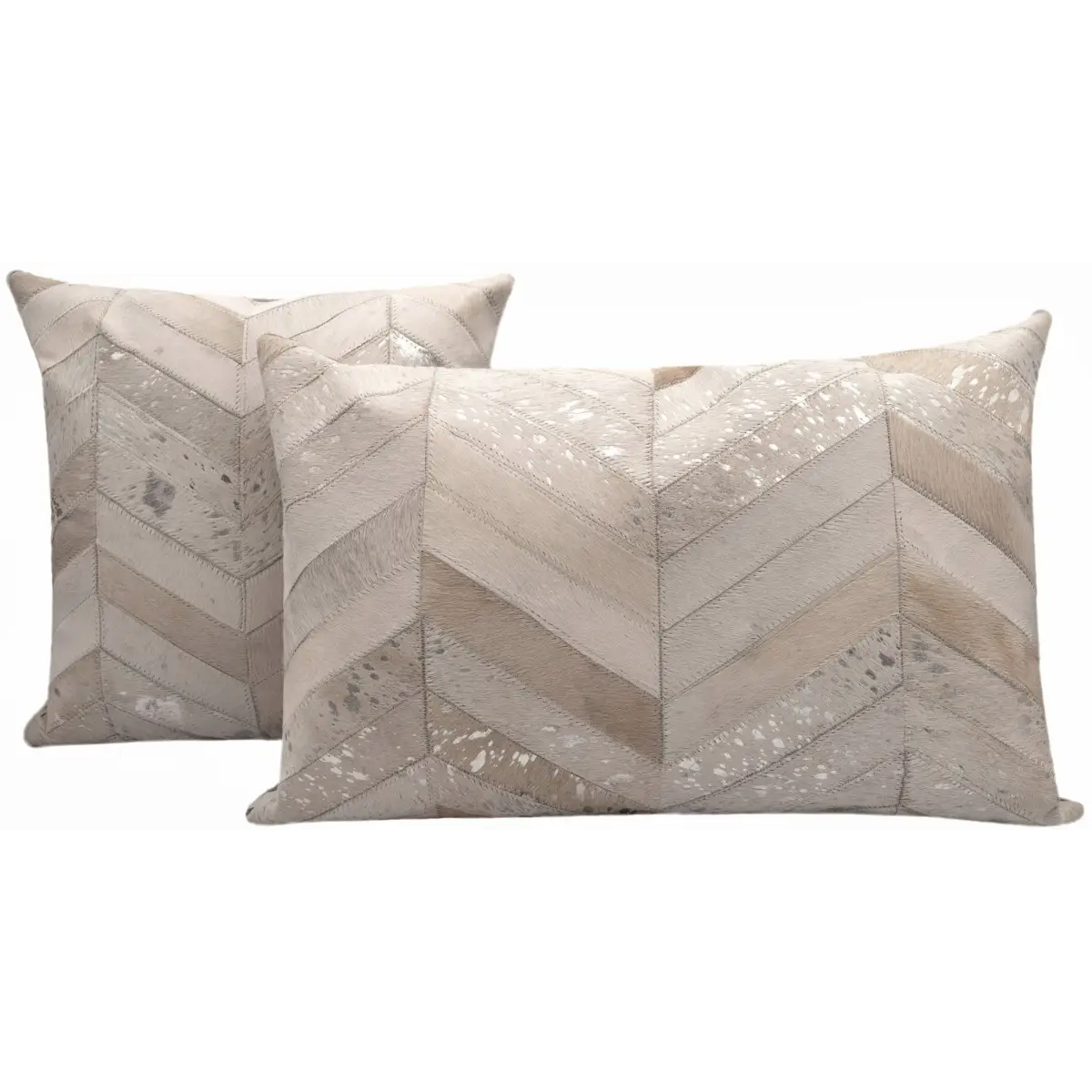 Canvello Genuine Cowhide Leather Decorative Throw Pillows - Handmade Patchwork Boho Accent Pillows For Sofa Couch Bed
