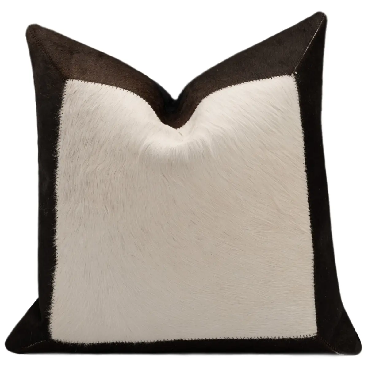 Canvello Genuine Cowhide Leather Decorative Throw Pillows - Handmade Patchwork Boho Accent Pillows For Sofa Couch Bed
