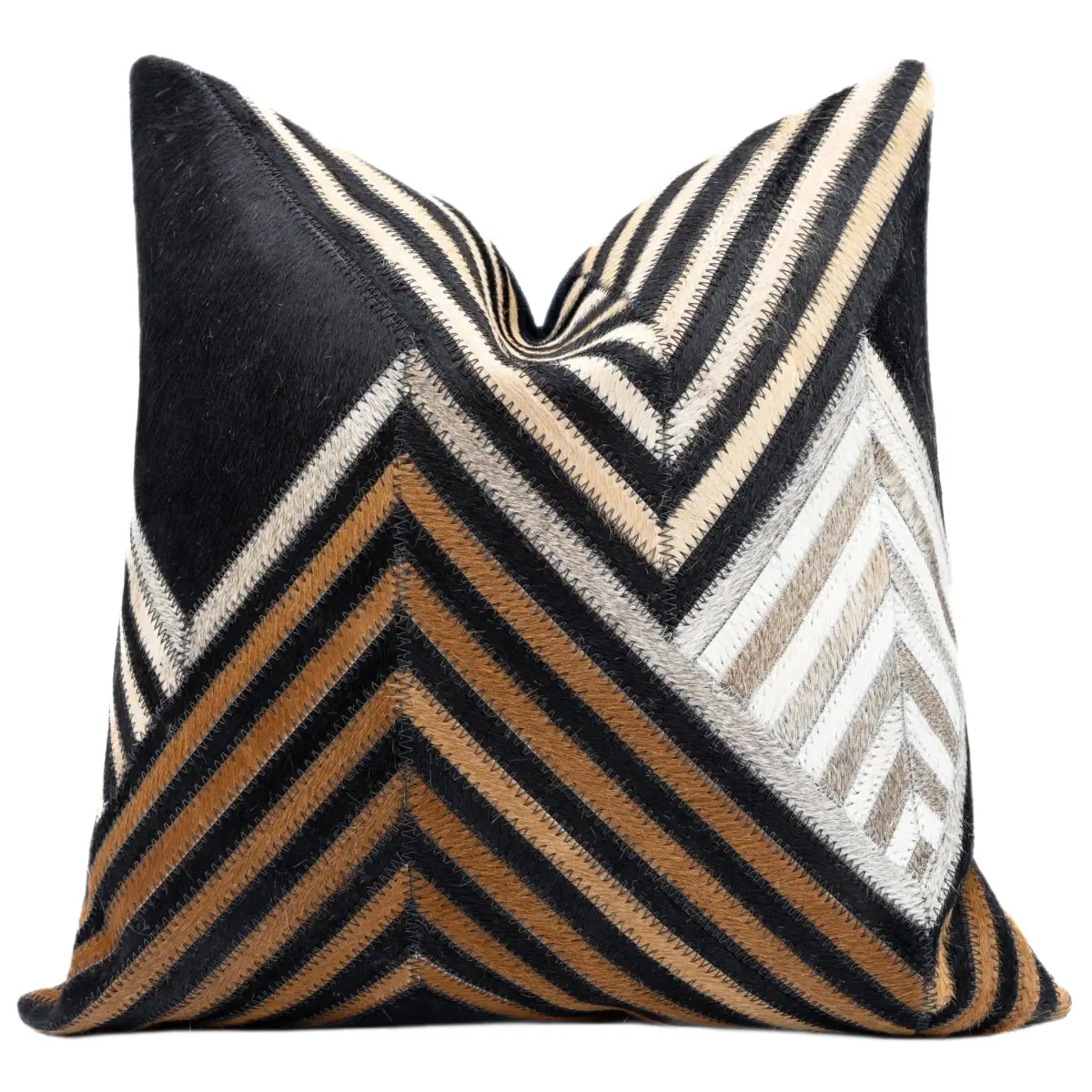 Canvello Genuine Cowhide Leather Decorative Throw Pillows - Handmade Patchwork Boho Accent Pillows For Sofa Couch Bed