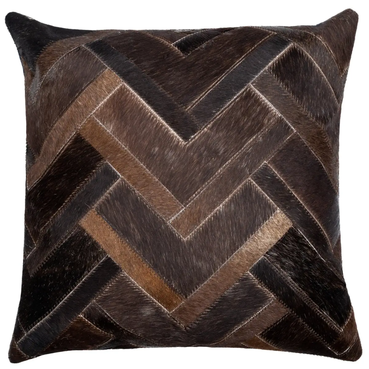 Canvello Genuine Cowhide Leather Decorative Throw Pillows - Handmade Patchwork Boho Accent Pillows For Sofa Couch Bed