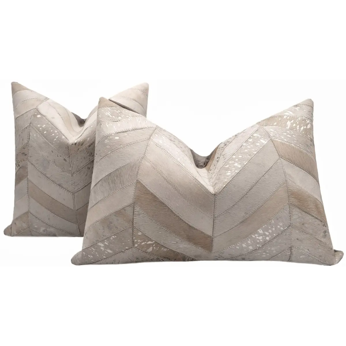 Canvello Genuine Cowhide Leather Decorative Throw Pillows - Handmade Patchwork Boho Accent Pillows For Sofa Couch Bed