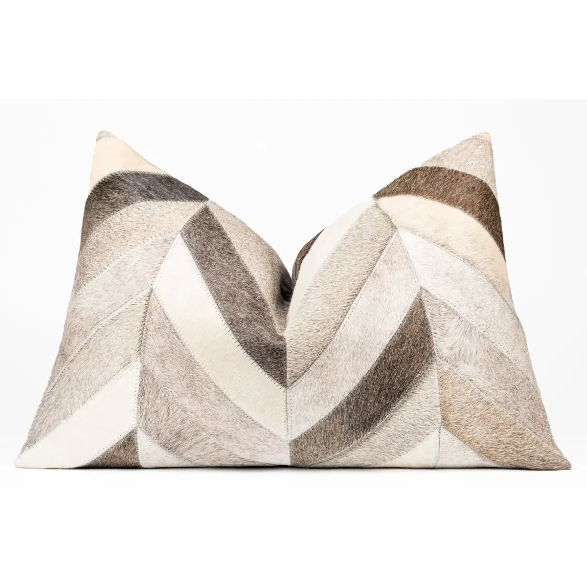 Canvello Genuine Cowhide Leather Decorative Throw Pillows - Handmade Patchwork Boho Accent Pillows For Sofa Couch Bed