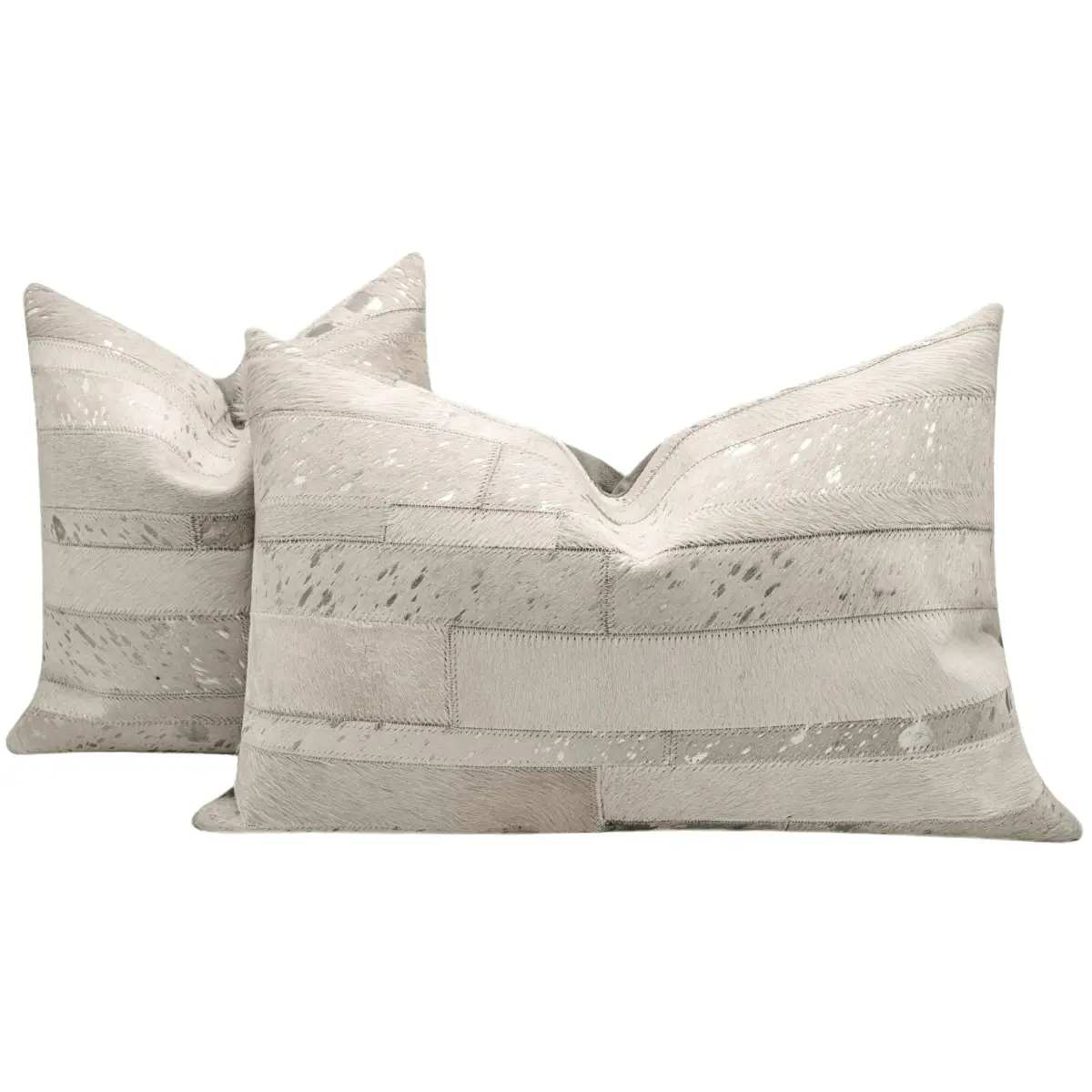 Canvello Genuine Cowhide Leather Decorative Throw Pillows - Handmade Patchwork Boho Accent Pillows For Sofa Couch Bed