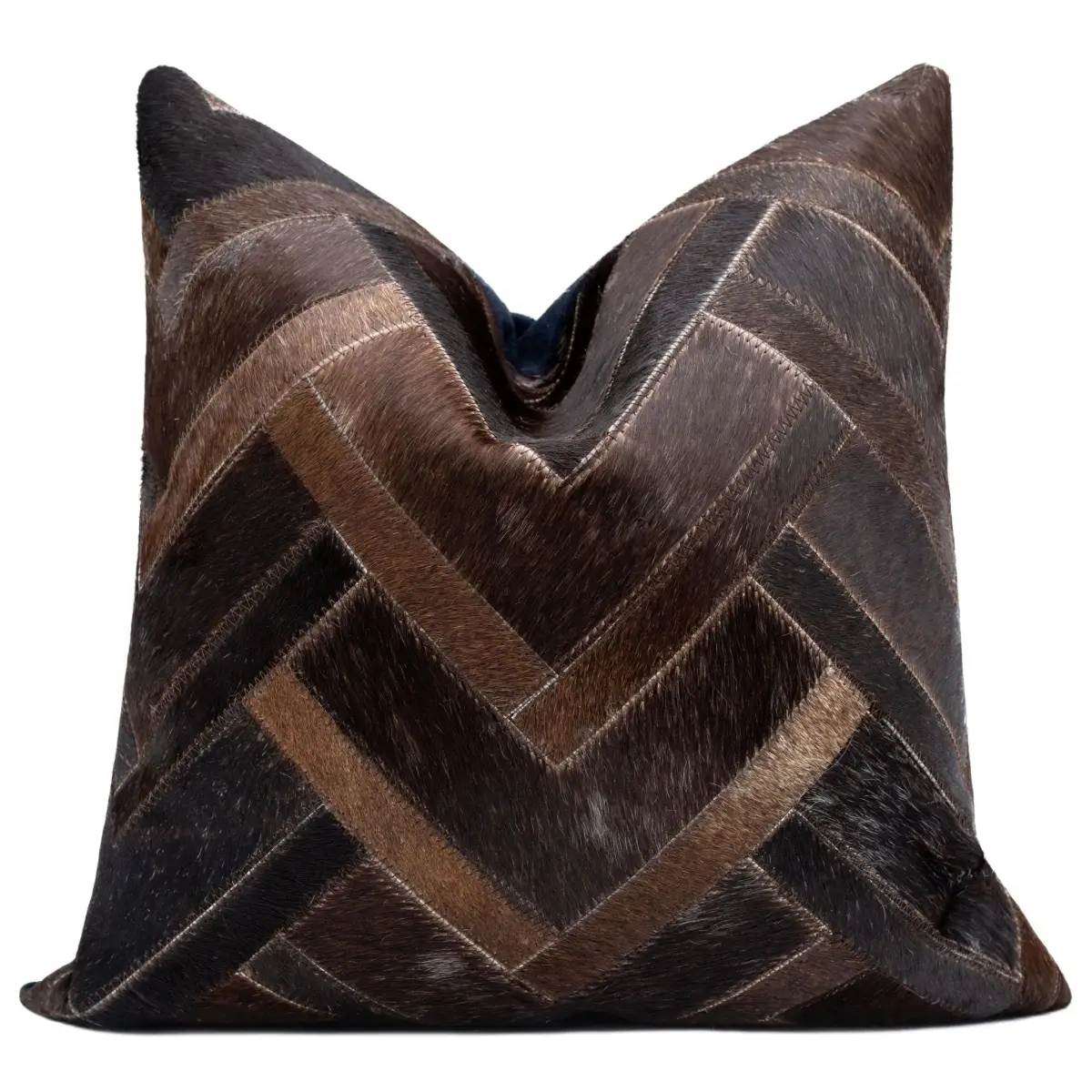 Canvello Genuine Cowhide Leather Decorative Throw Pillows - Handmade Patchwork Boho Accent Pillows For Sofa Couch Bed