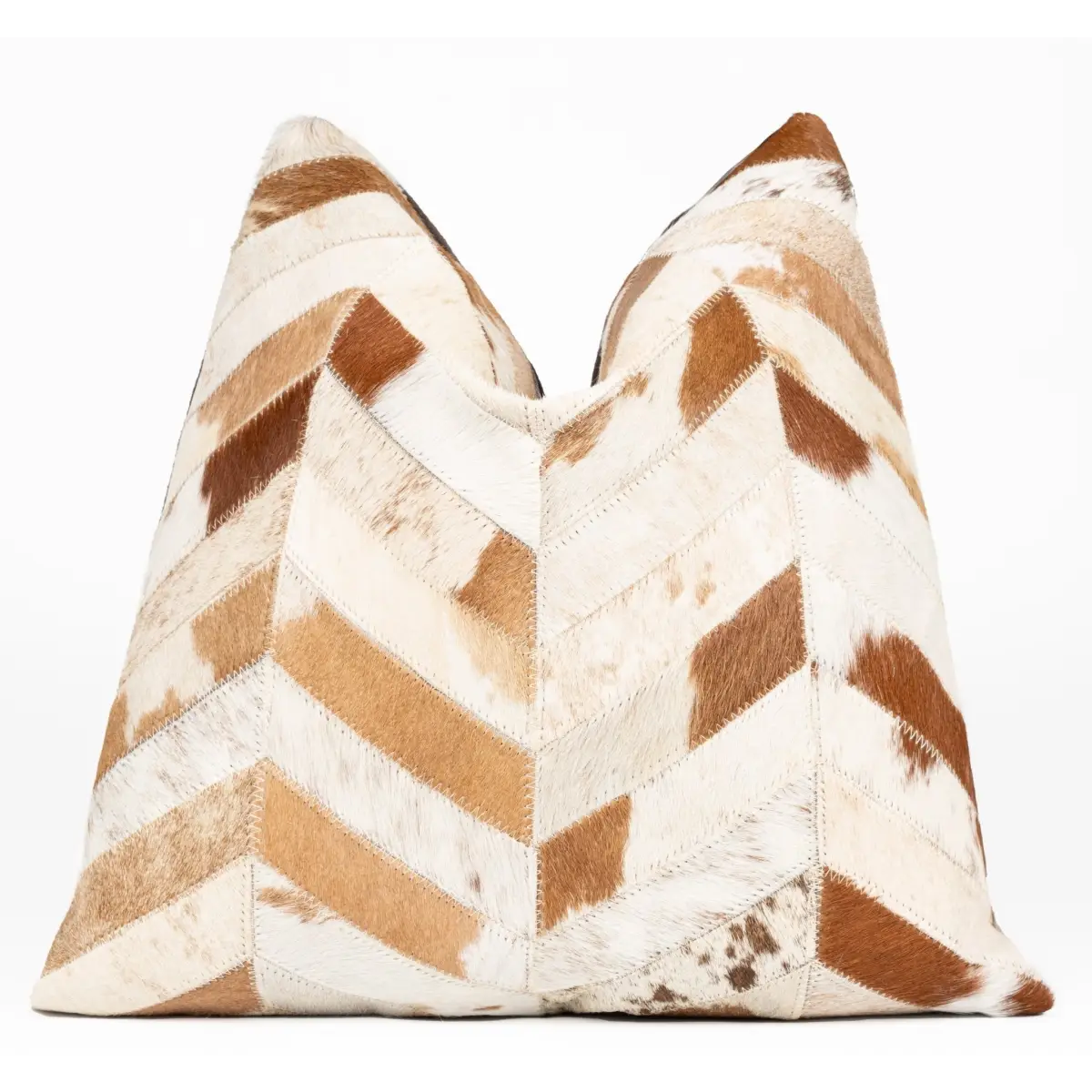 Canvello Genuine Cowhide Leather Decorative Throw Pillows - Handmade Patchwork Boho Accent Pillows For Sofa Couch Bed