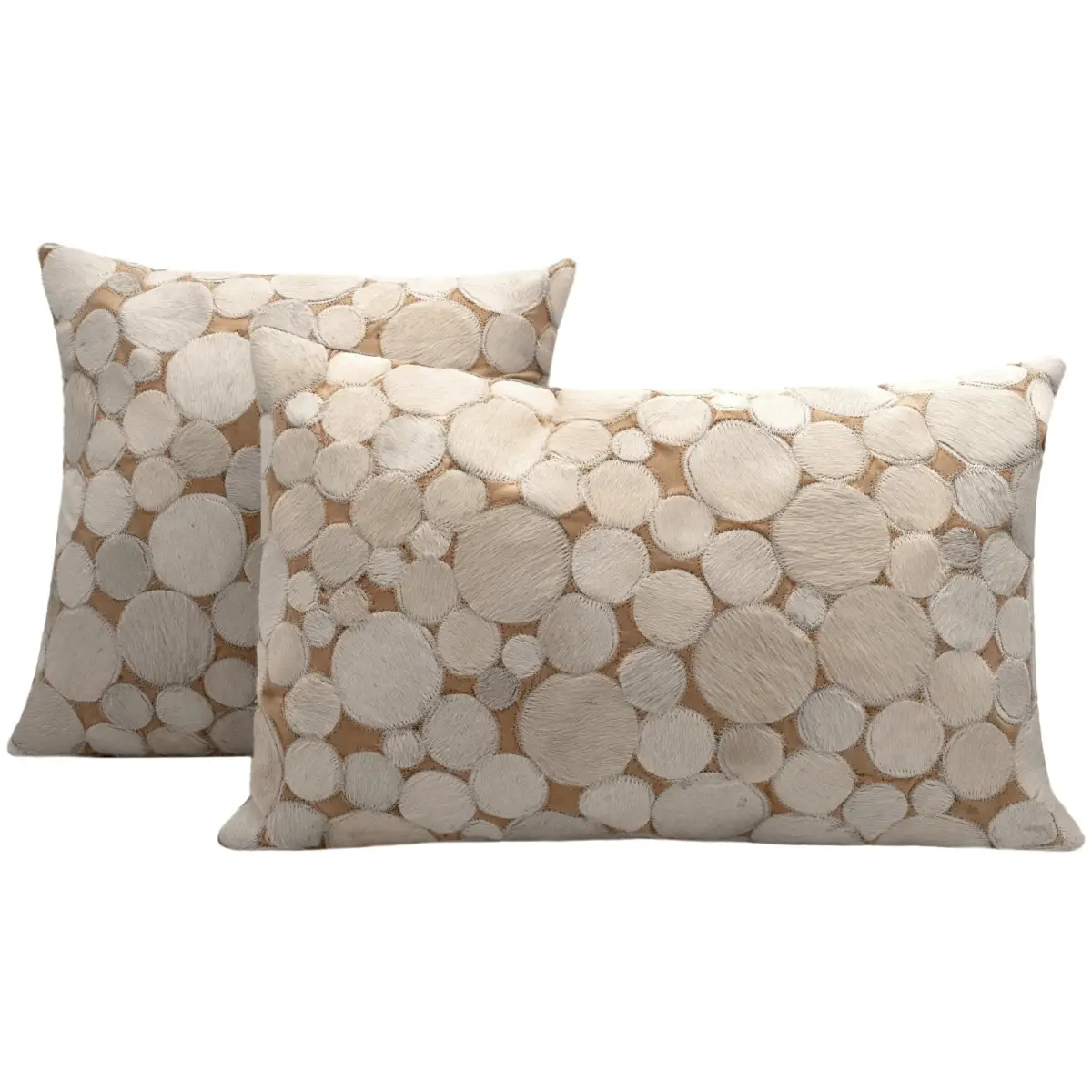 Canvello Genuine Cowhide Leather Decorative Throw Pillows - Handmade Patchwork Boho Accent Pillows For Sofa Couch Bed