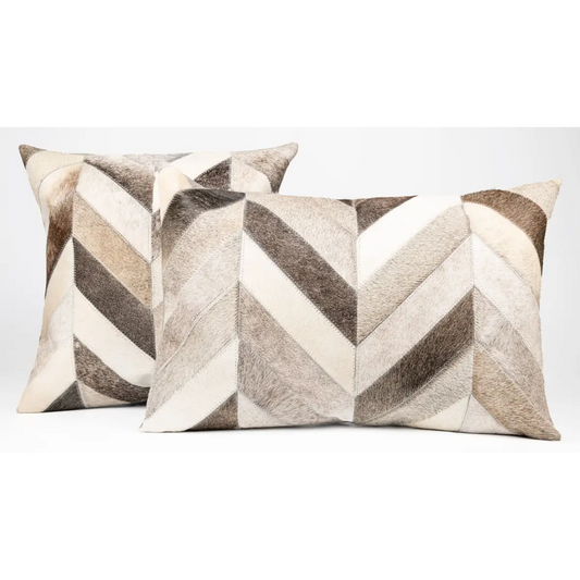 Canvello Genuine Cowhide Leather Decorative Throw Pillows - Handmade Patchwork Boho Accent Pillows For Sofa Couch Bed