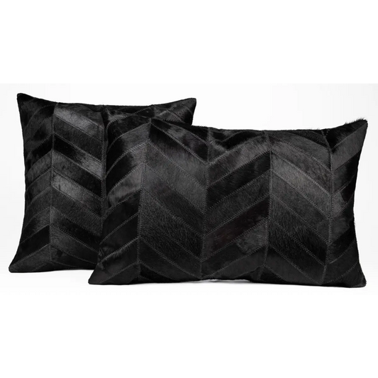 Canvello Genuine Cowhide Leather Decorative Throw Pillows - Handmade Patchwork Boho Accent Pillows For Sofa Couch Bed