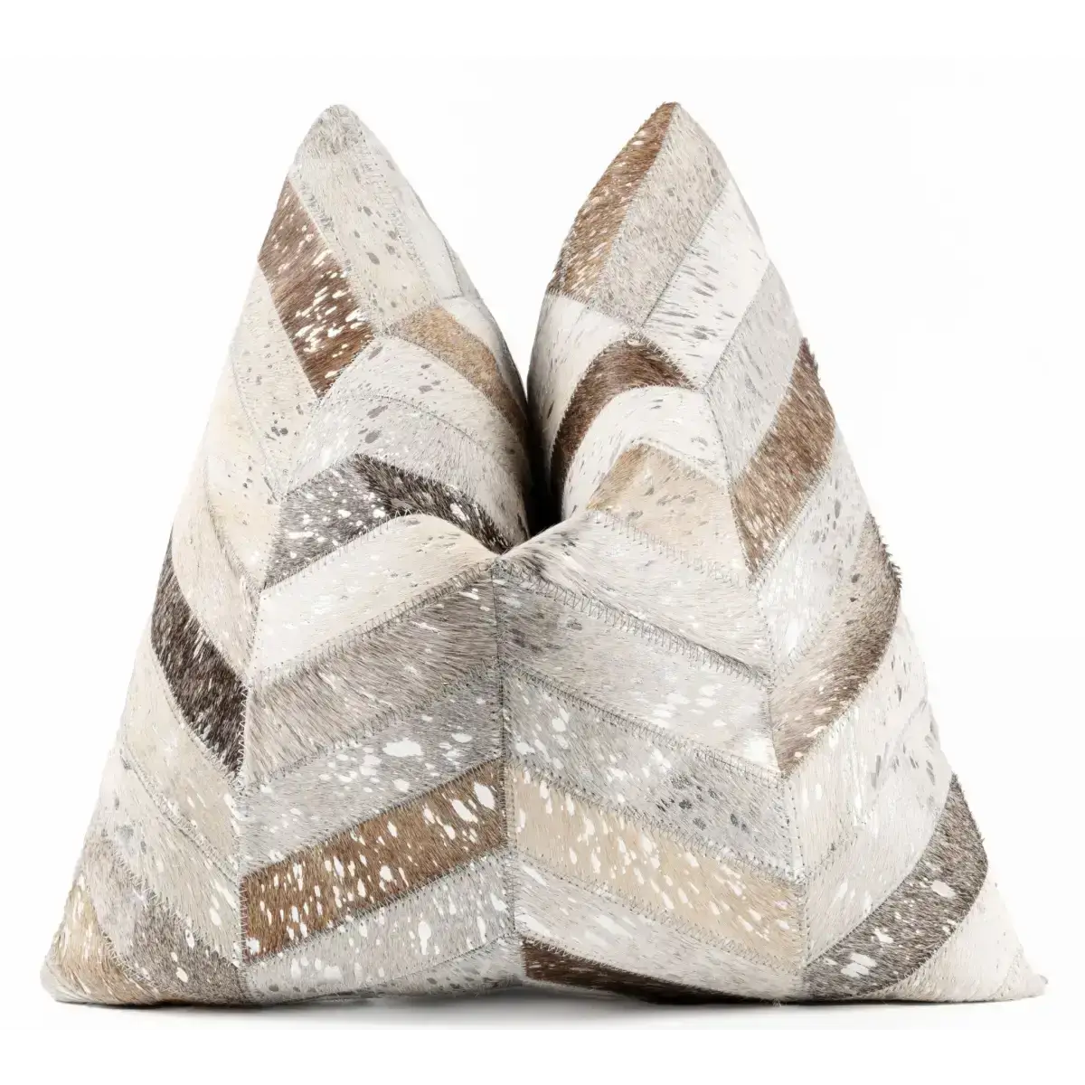 Canvello Genuine Cowhide Leather Decorative Throw Pillows - Handmade Patchwork Boho Accent Pillows For Sofa Couch Bed