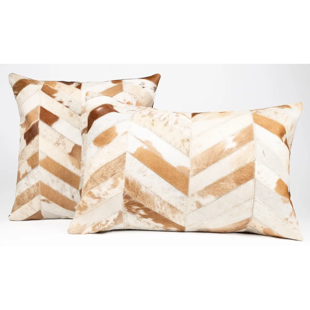 Canvello Genuine Cowhide Leather Decorative Throw Pillows - Handmade Patchwork Boho Accent Pillows For Sofa Couch Bed