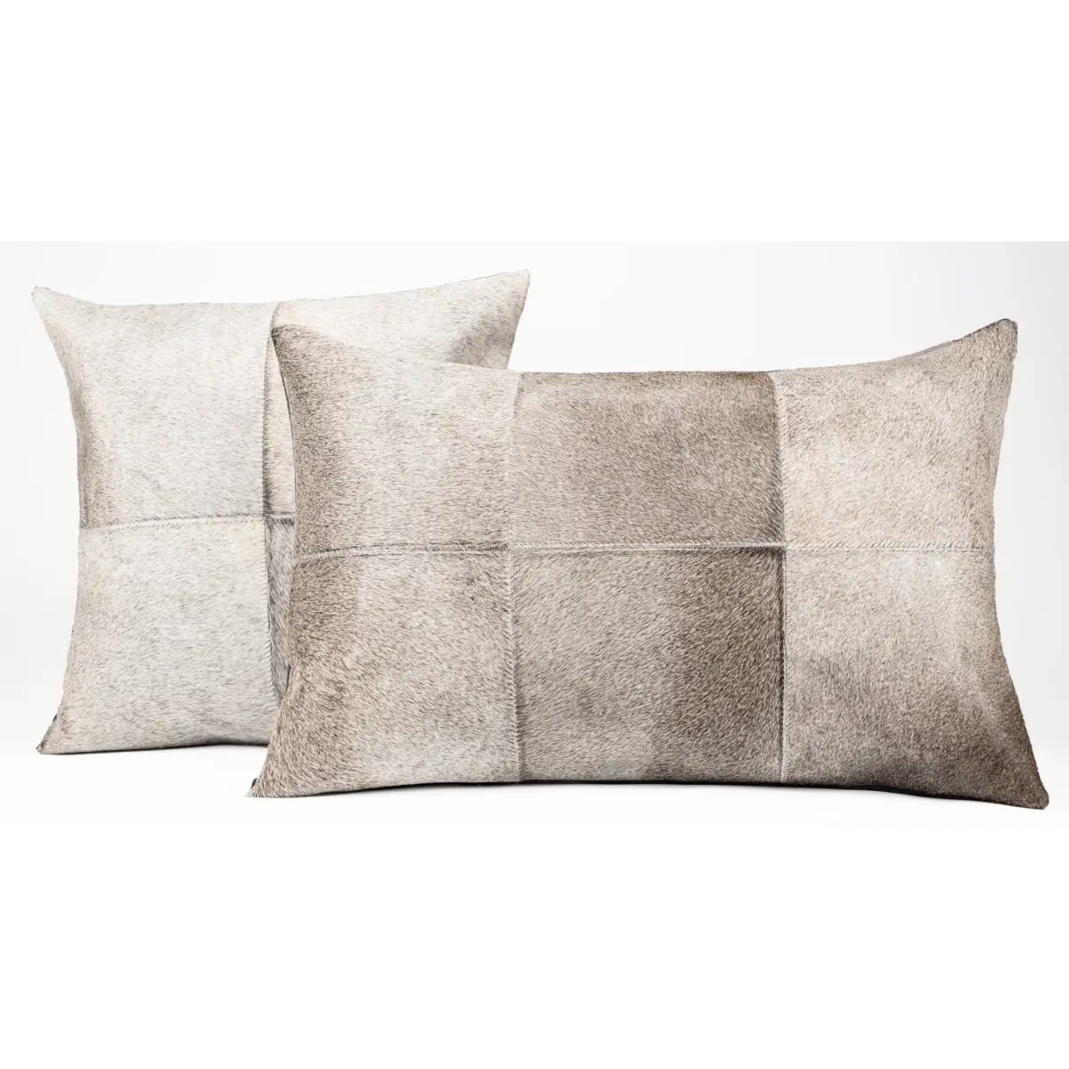 Canvello Genuine Cowhide Leather Decorative Throw Pillows - Handmade Patchwork Boho Accent Pillows For Sofa Couch Bed